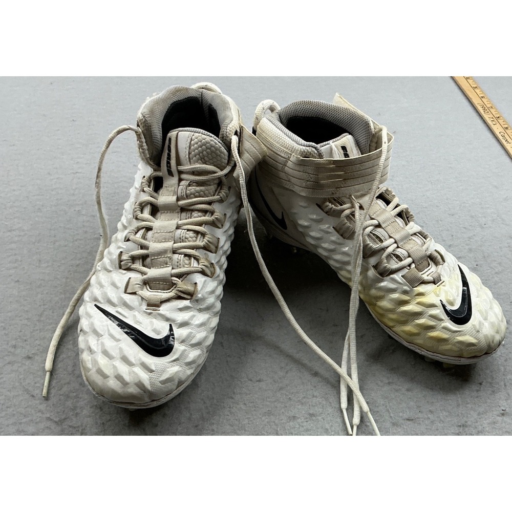 Nike Force Savage Elite Football Cleats High Top Ankle Strap White Black Mens